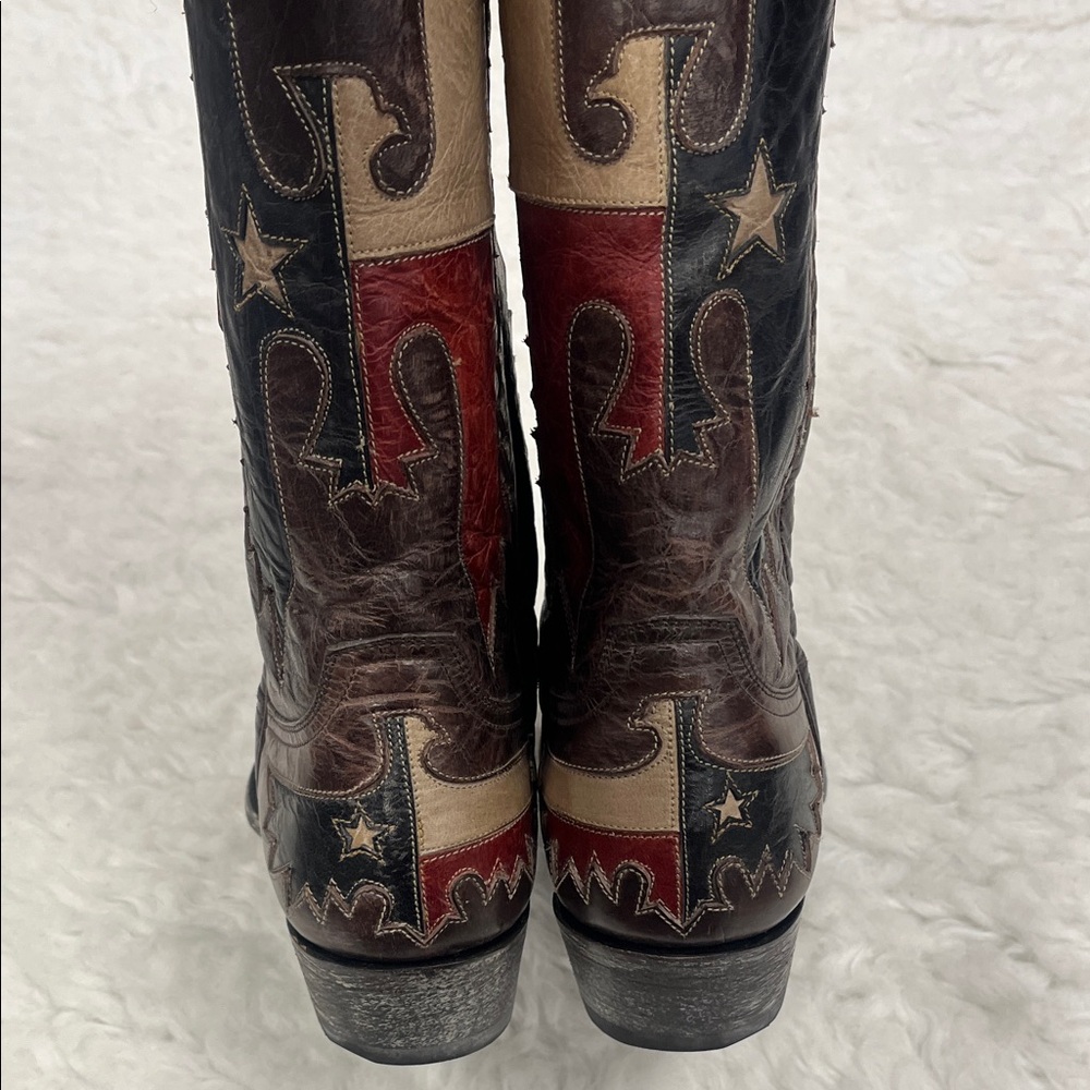 Old Gringo Western Leather Boots with Red and Brown Accents - Picture 3 of 7